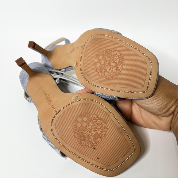 Vince Camuto Savesha Leather Strappy Heeled Sandals Pale Blue Size 7 - Picture 10 of 10
